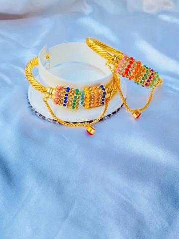✨Beautiful Like Embedded Pearls – Adjustable Bangles with Mixed-Colored Stones
