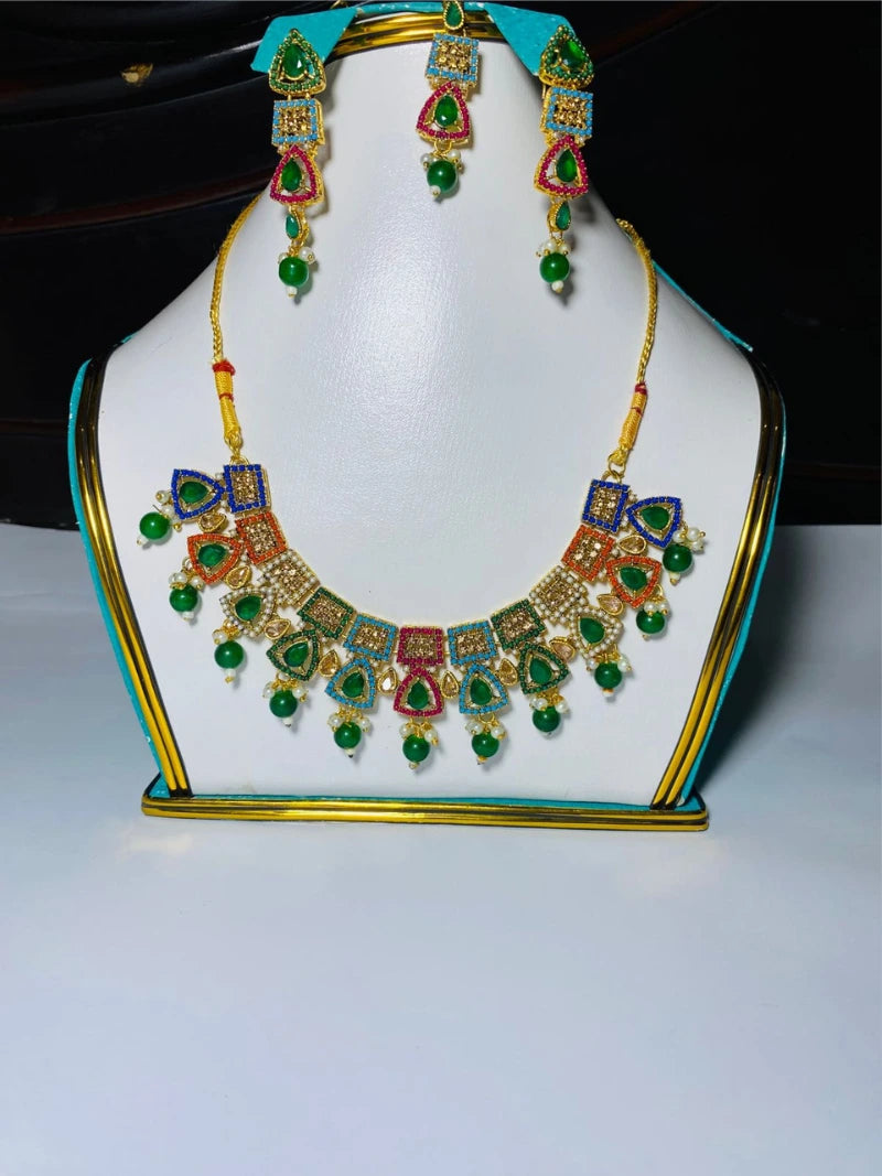 Exquisite Ruby Gold Plated Necklace Set – Timeless Elegance