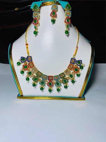 Exquisite Ruby Gold Plated Necklace Set – Timeless Elegance