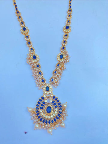 Blue Zircon Mala Set for Wedding & Party Wear
