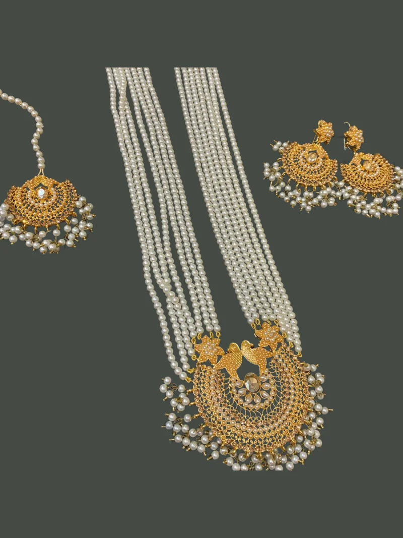 White Pearl Gold Plated Mala Set