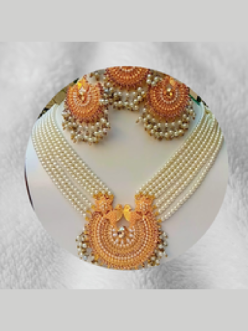 White Pearl Gold Plated Mala Set