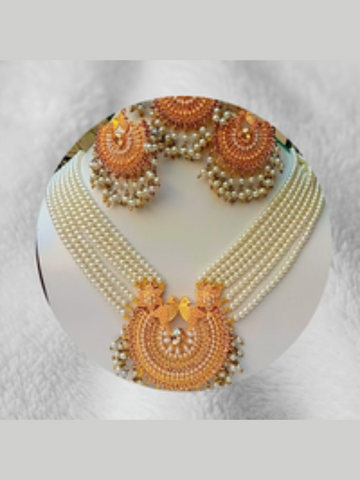 White Pearl Gold Plated Mala Set