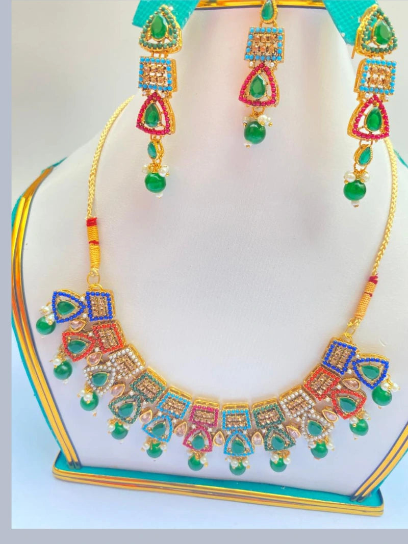 Exquisite Ruby Gold Plated Necklace Set – Timeless Elegance