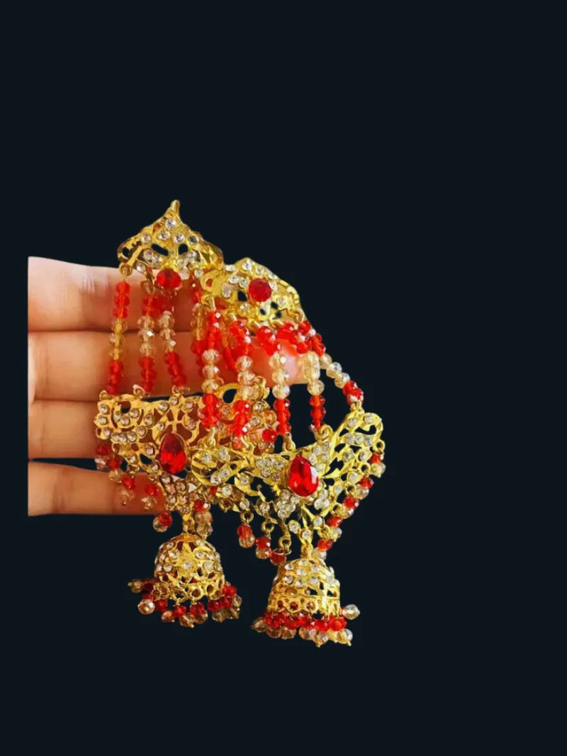 Hyderabadi Earrings Red – Traditional Jhumkas for Women | Ethnic Indian Jewelry