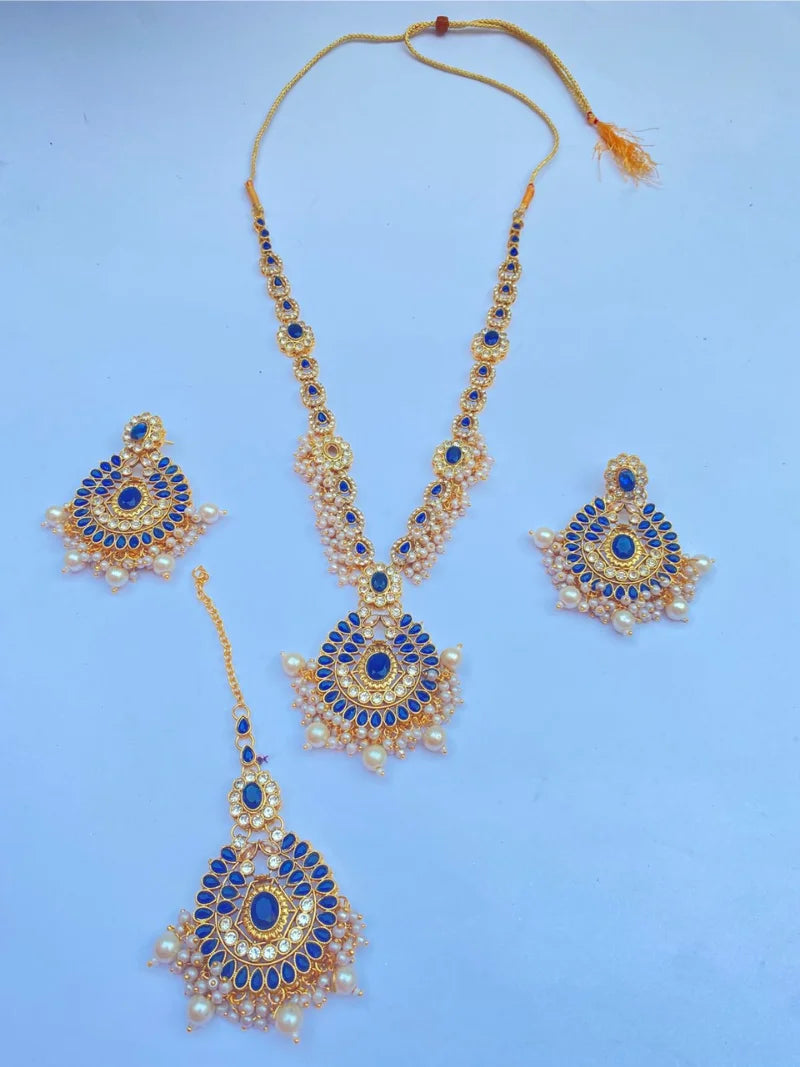 Blue Zircon Mala Set for Wedding & Party Wear