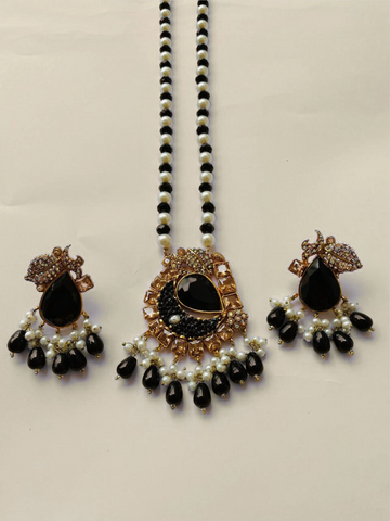 Zircon Black Mala Set – Elegant & Stylish Black Mala Necklace for Women in Pakistan