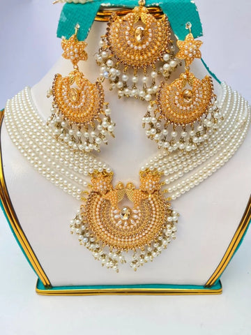White Pearl Gold Plated Mala Set
